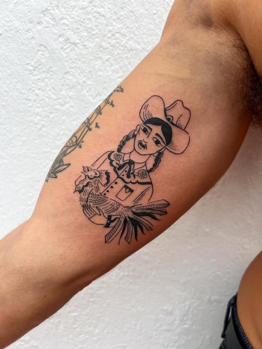 Bold depiction of a Mexican female icon Tattoo Design