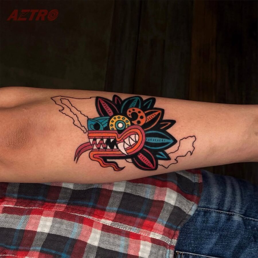 Detailed dragon tattoo representing Mexican culture Tattoo Design