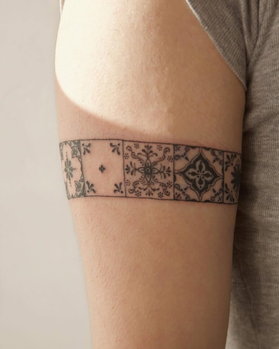 Exquisite black ink Mexican tattoo band design Tattoo Design