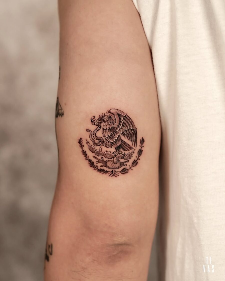 Symbolic Mexican tattoo featuring eagle and snake Tattoo Design