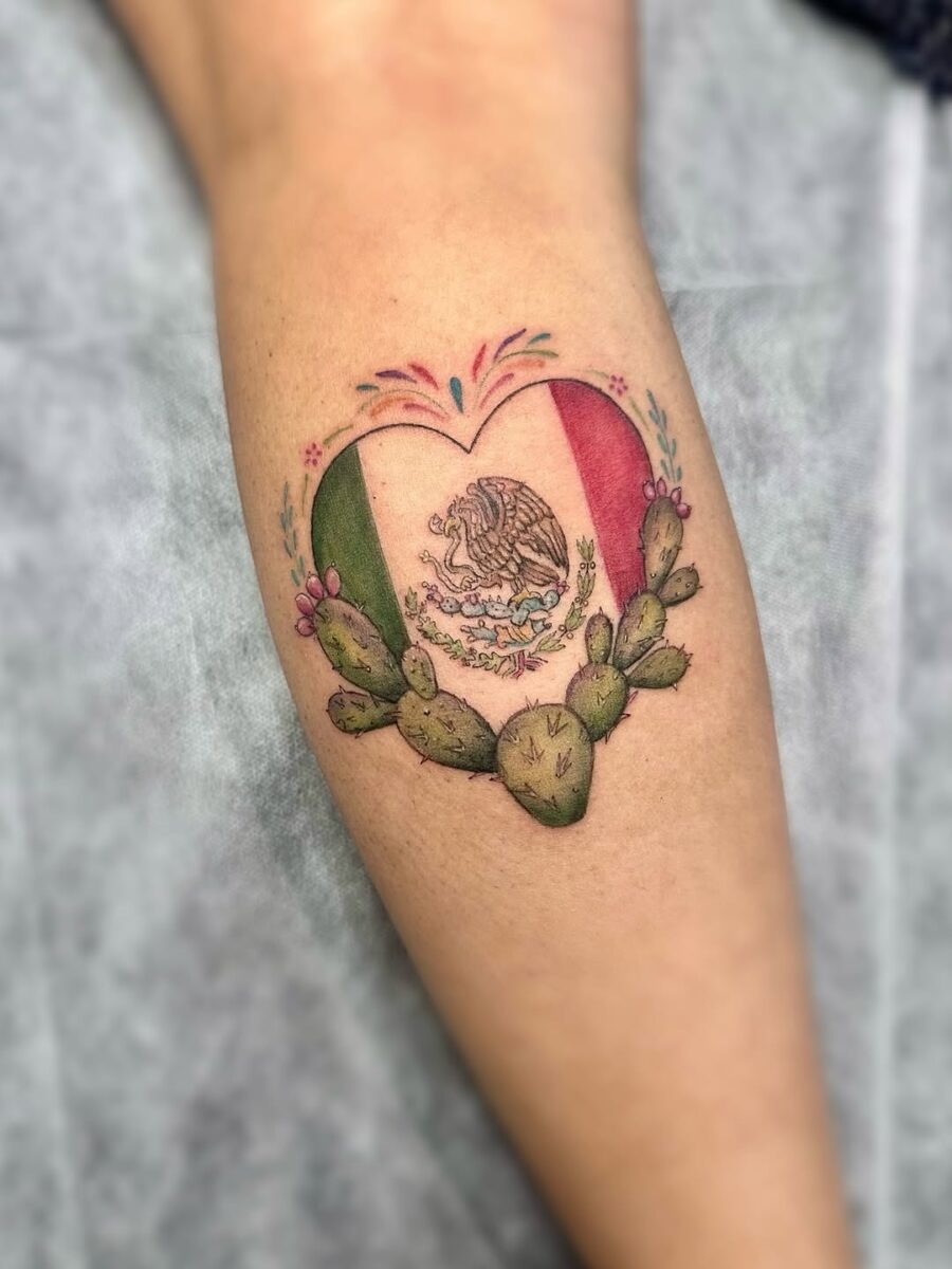 Vibrant heart tattoo celebrating Mexican culture Tattoo Design