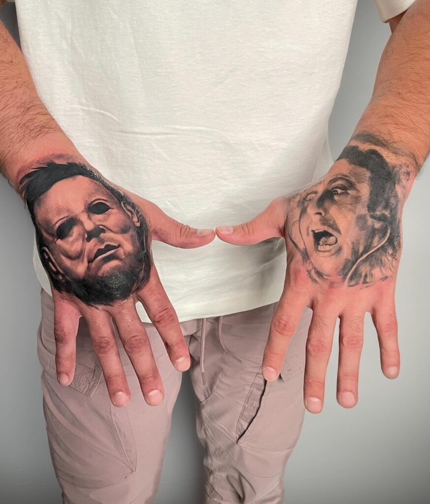 Chibi Michael Myers with Bloody Knife Tattoo Tattoo Design