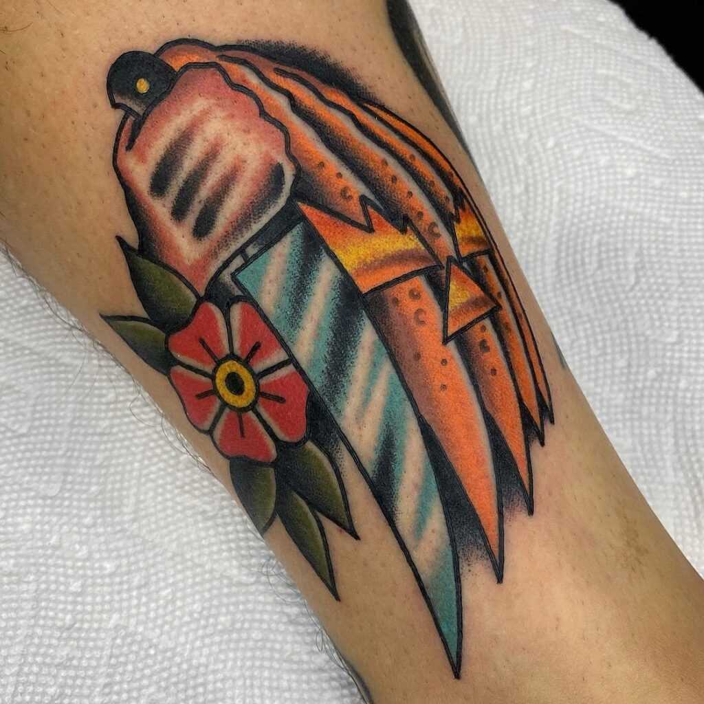 Colorful Michael Myers and Pumpkin Knife Tattoo Tattoo Design