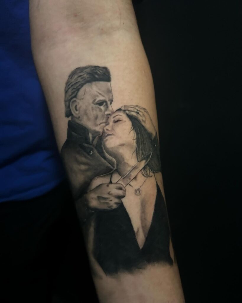 Michael Myers and Pumpkin Glow Tattoo Tattoo Design