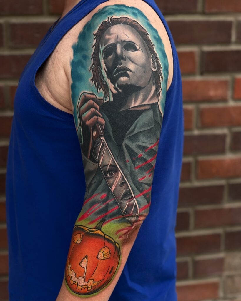 Michael Myers and Reflection in Knife Tattoo Tattoo Design