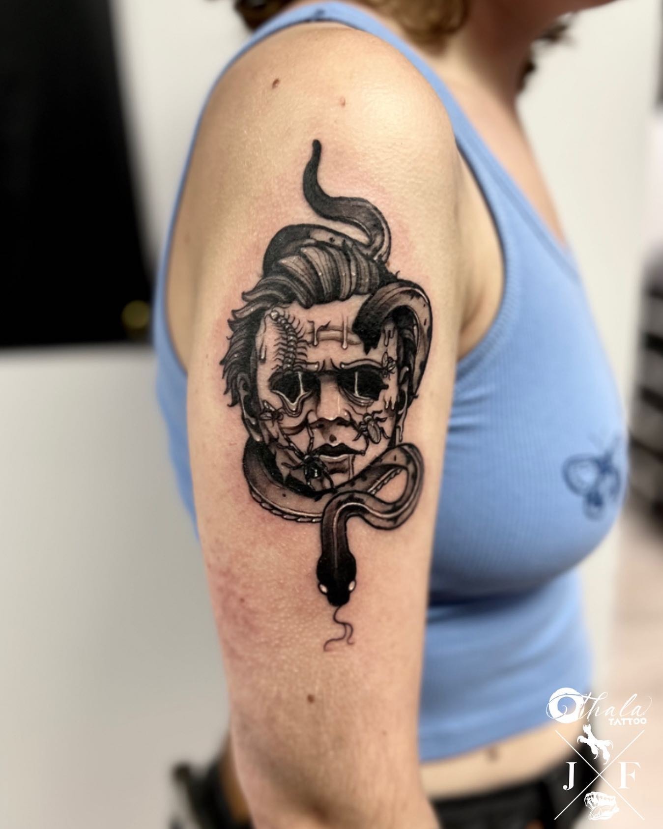 Michael Myers and Woman Embrace Tattoo Tattoo Design