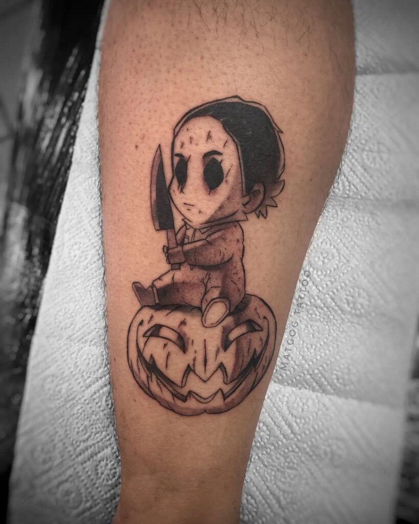 Michael Myers Coffin and Pumpkin Tattoo Tattoo Design