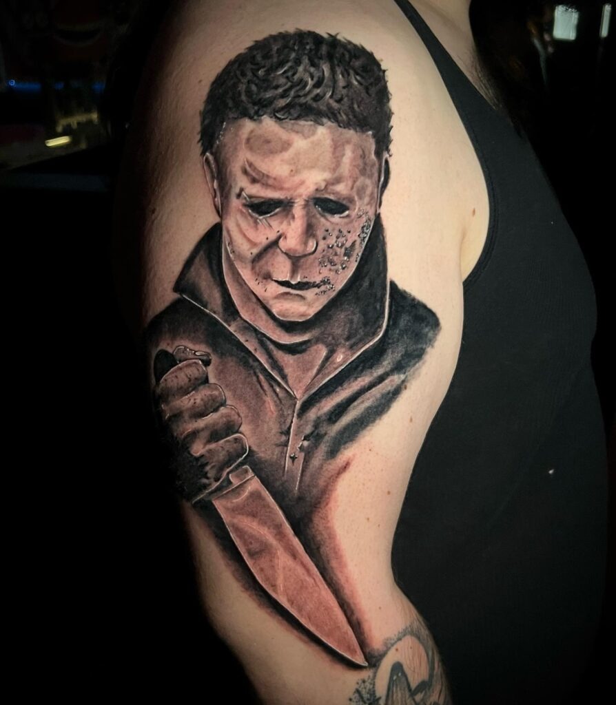 Michael Myers Knife Reflection Forearm Tattoo Tattoo Design