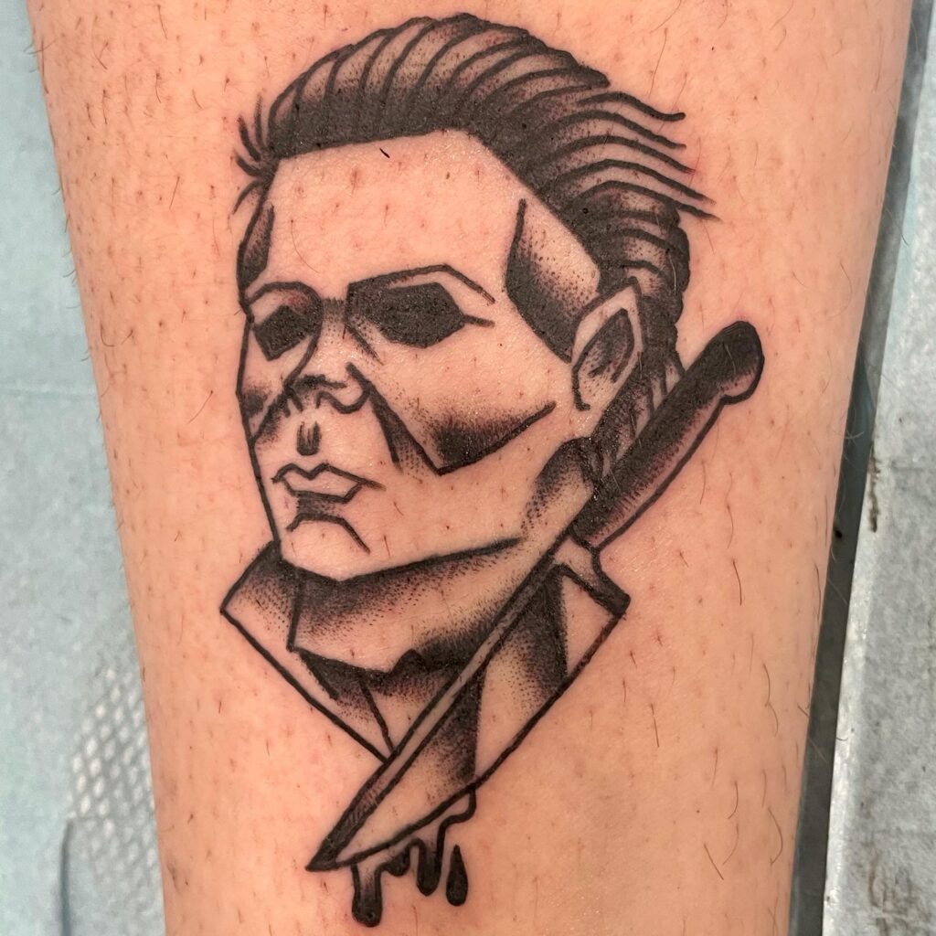 Minimalist Michael Myers Portrait Tattoo Tattoo Design