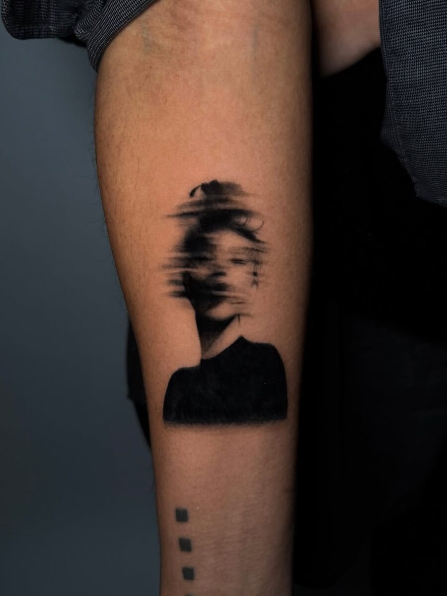 Abstract portrait tattoo evokes deep mindfulness Tattoo Design