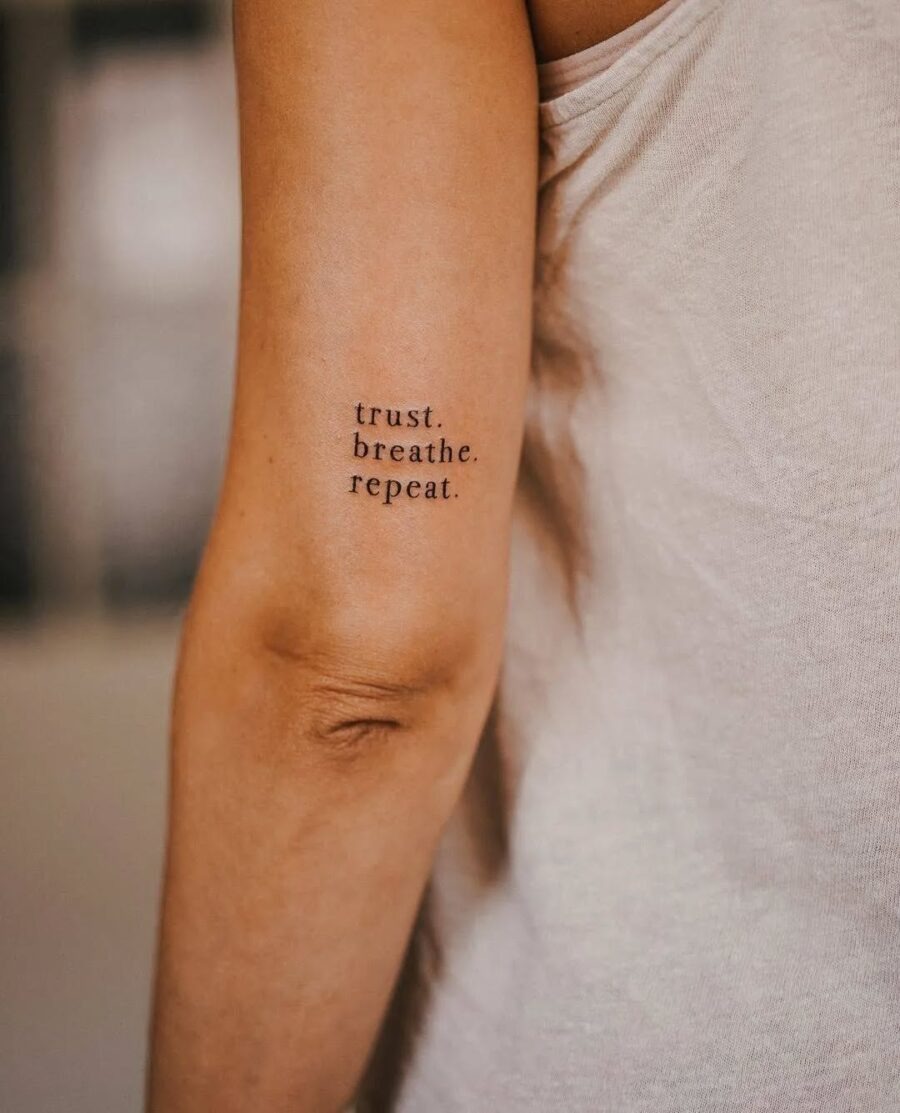 Affirmative phrases promoting mindfulness and relaxation Tattoo Design