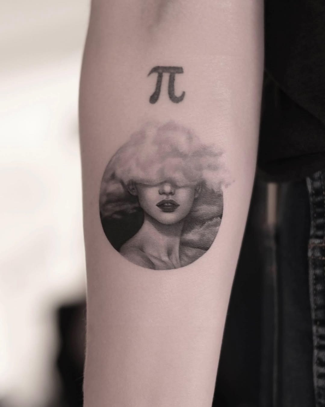Dreamy tattoo blending portrait and nature elements Tattoo Design