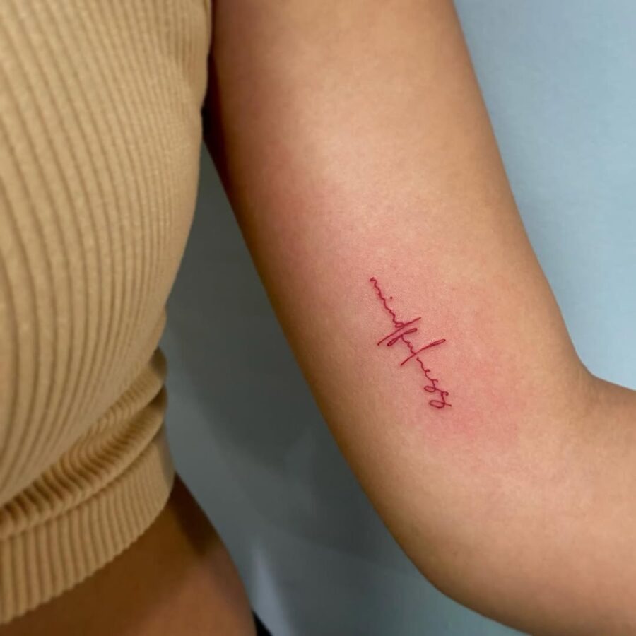 Elegant mindfulness tattoo in minimalist script Tattoo Design