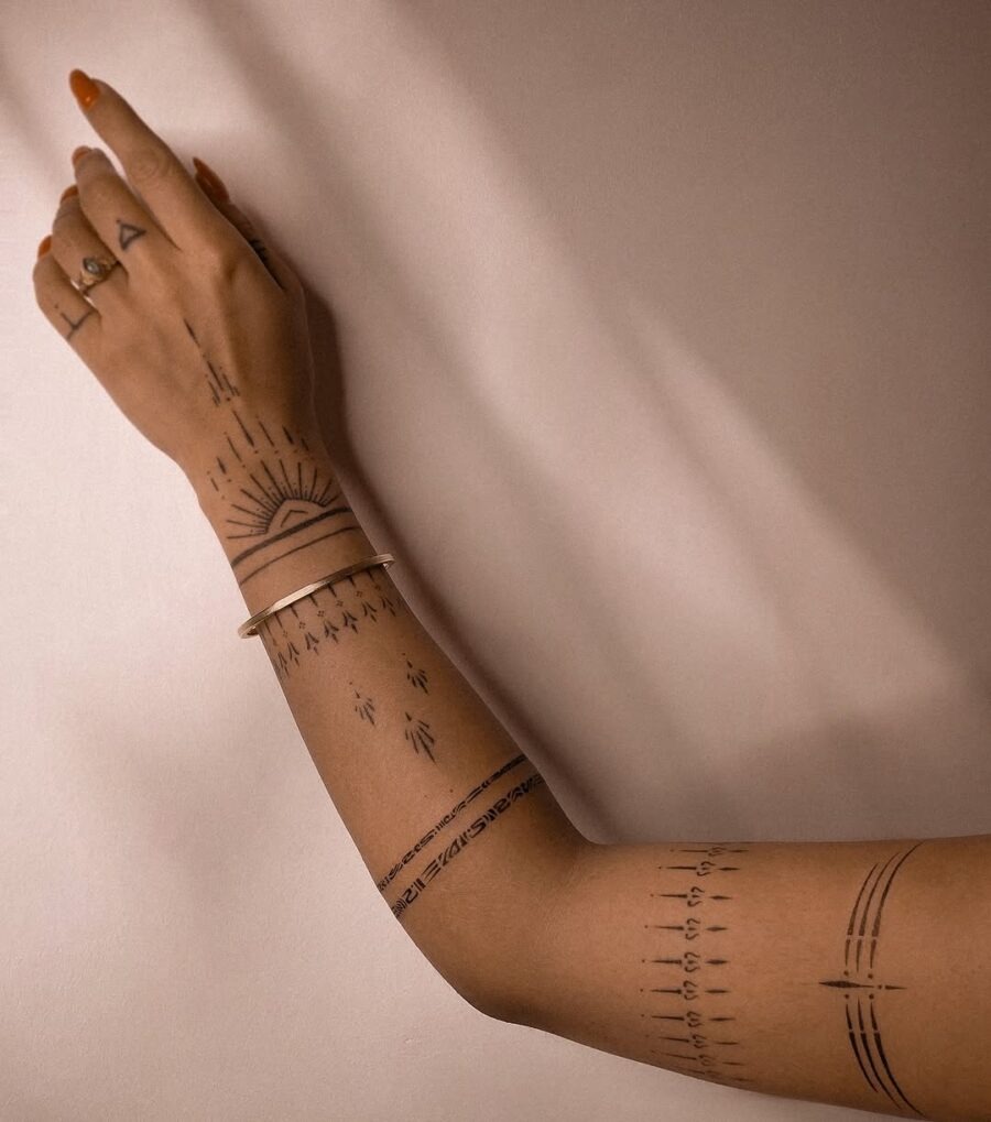 Elegant Mindfulness Tattoos on Arm Tattoo Design