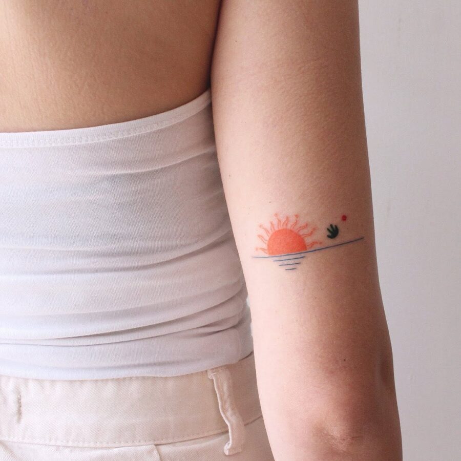 Elegant sunset tattoo for tranquil vibes Tattoo Design