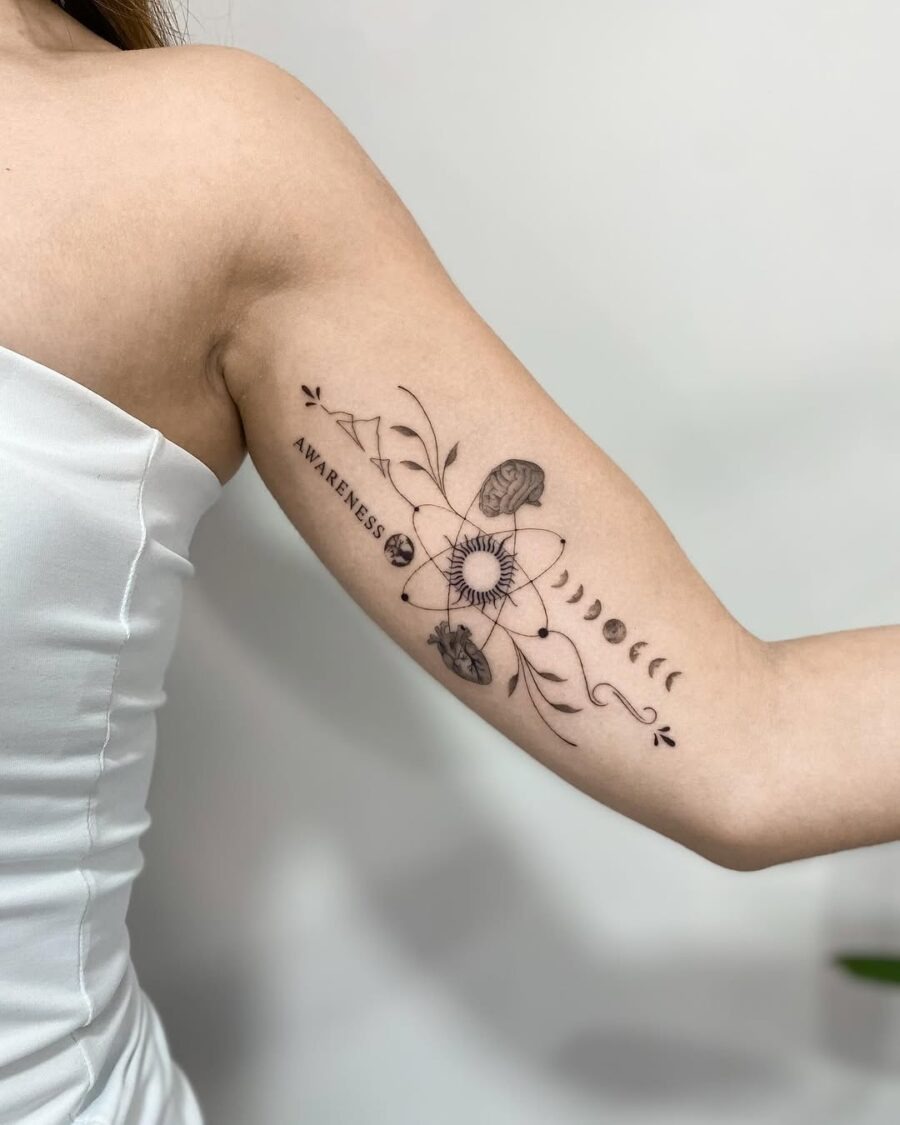 Intricate mindfulness tattoo promoting self-awareness Tattoo Design