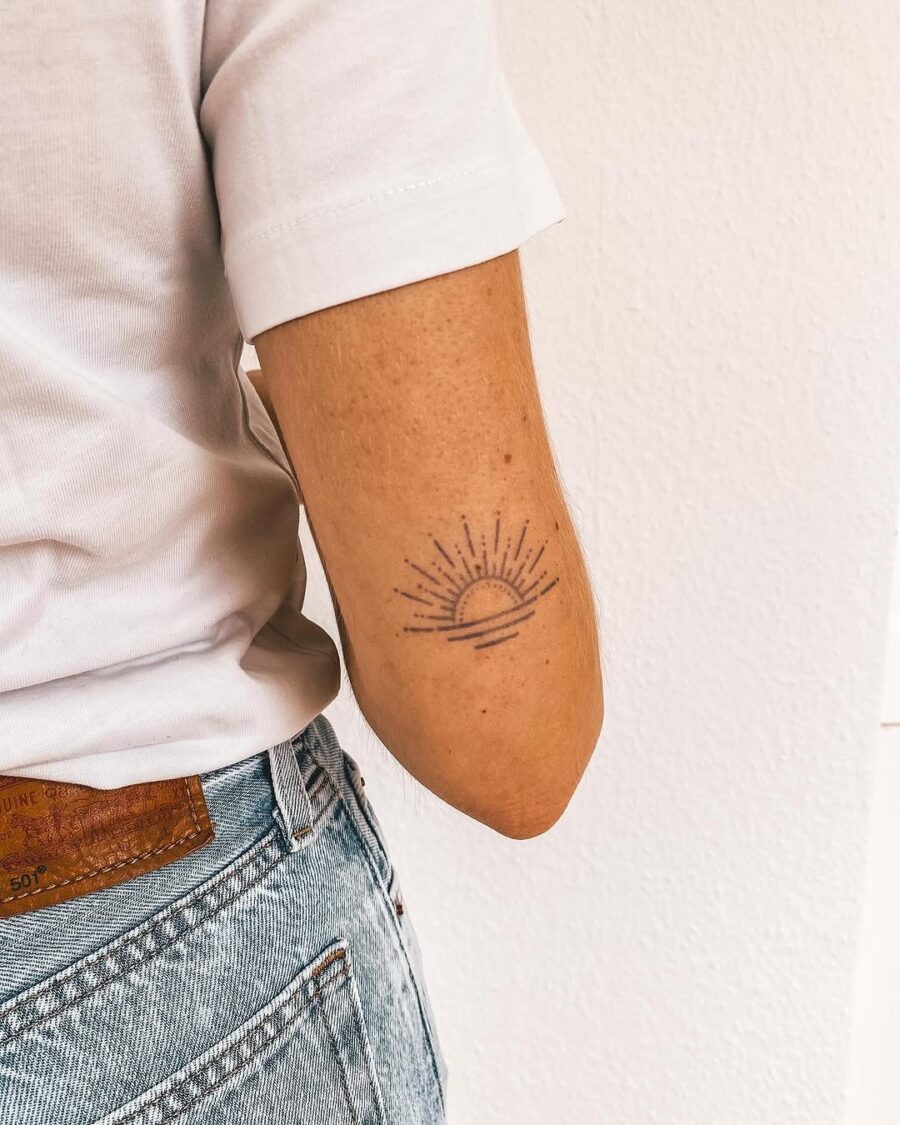 Sunrise tattoo symbolizing positivity and mindfulness Tattoo Design