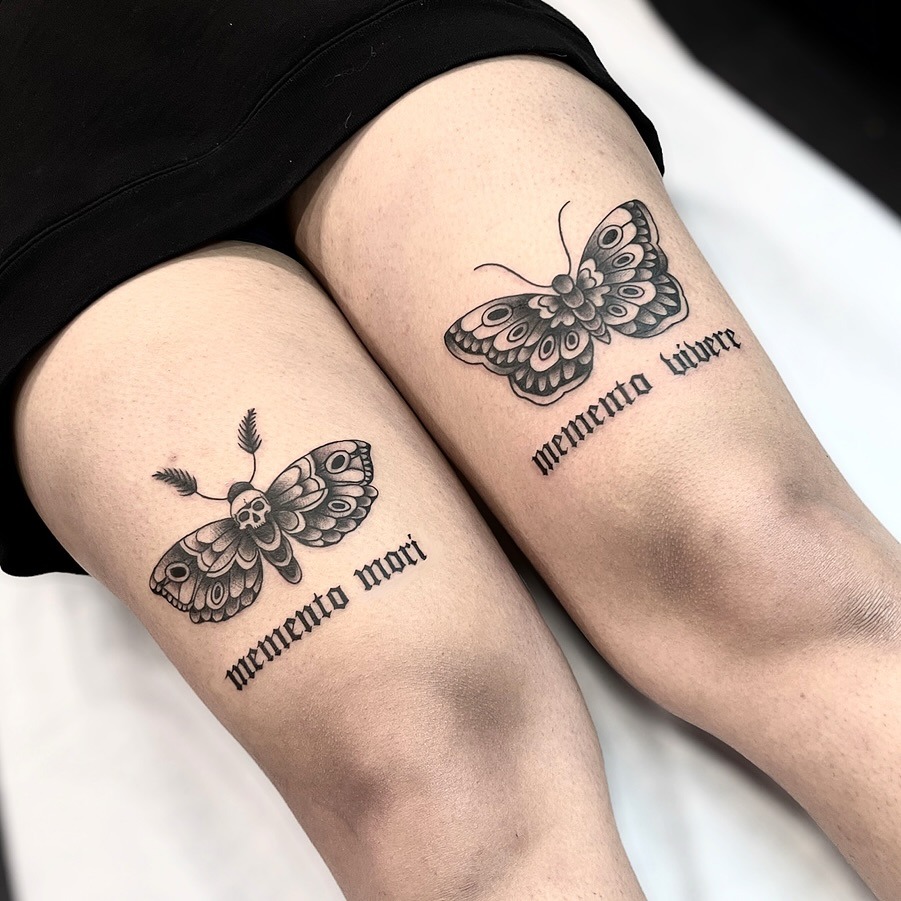 Symbolic butterflies conveying mindful messages Tattoo Design
