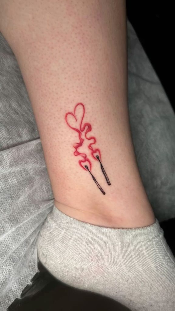 Burning Match Heart Tattoo Tattoo Design