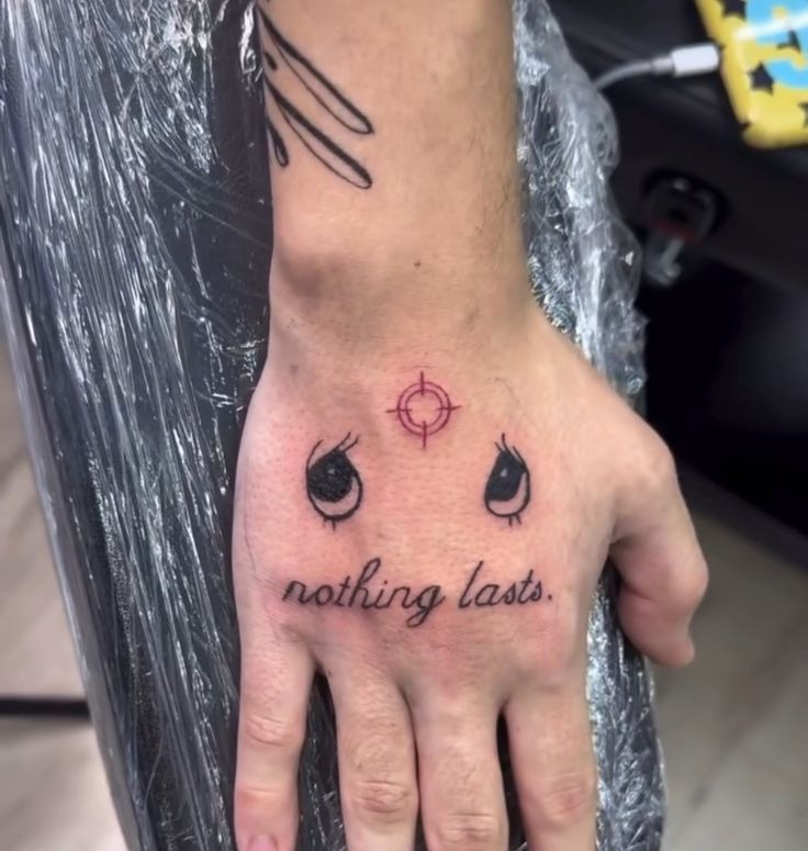 Script and Symbol Hand Tattoo Tattoo Design