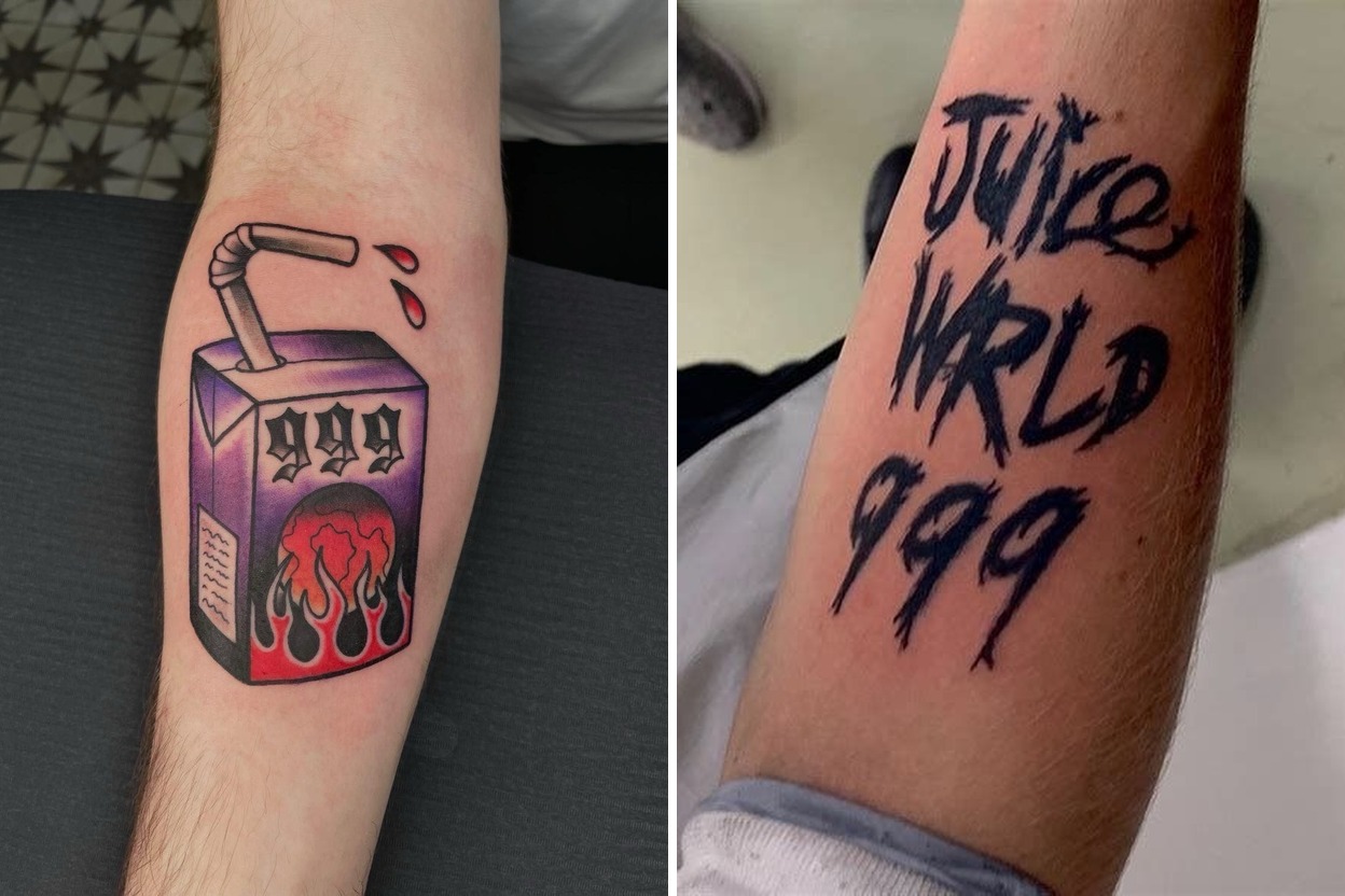 20 Juice Wrld Tattoo Ideas 2025 999 Lyrics Portrait Sleeve Simple Design Featured Lookbook Collage