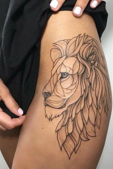 Floral and Lion Shoulder Tattoo Tattoo Design