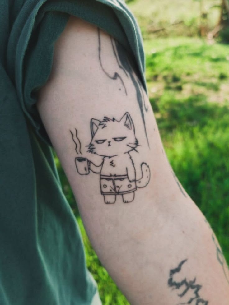 Grumpy Cat With Coffee Tattoo Tattoo Design