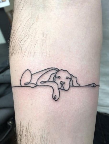Sleepy Puppy Line Tattoo Tattoo Design