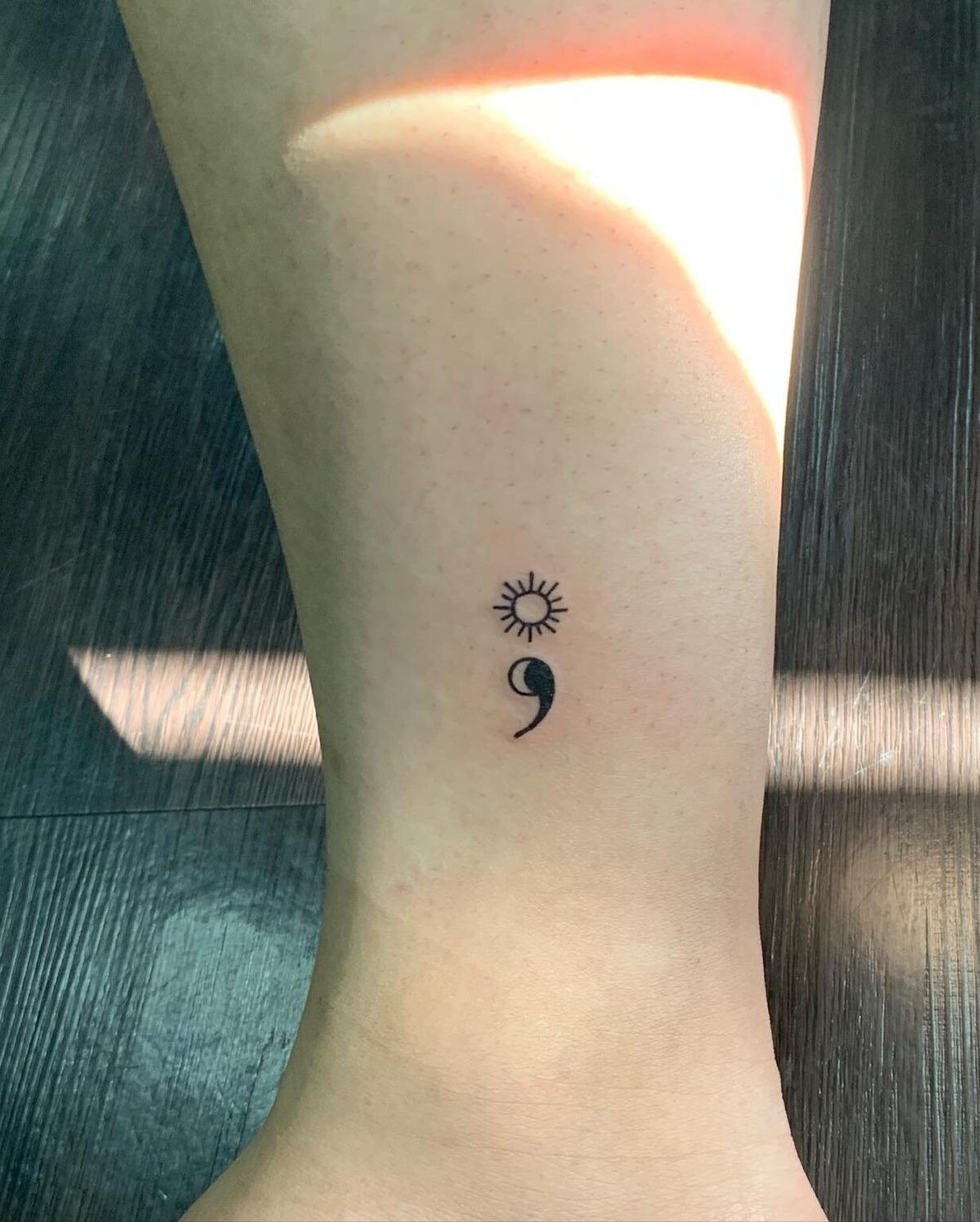 Sun and Semicolon Symbol Tattoo Tattoo Design