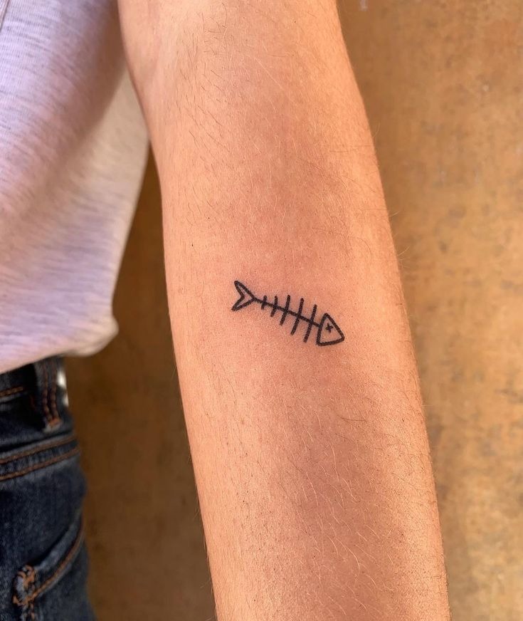 Tiny Fish Skeleton Tattoo Tattoo Design