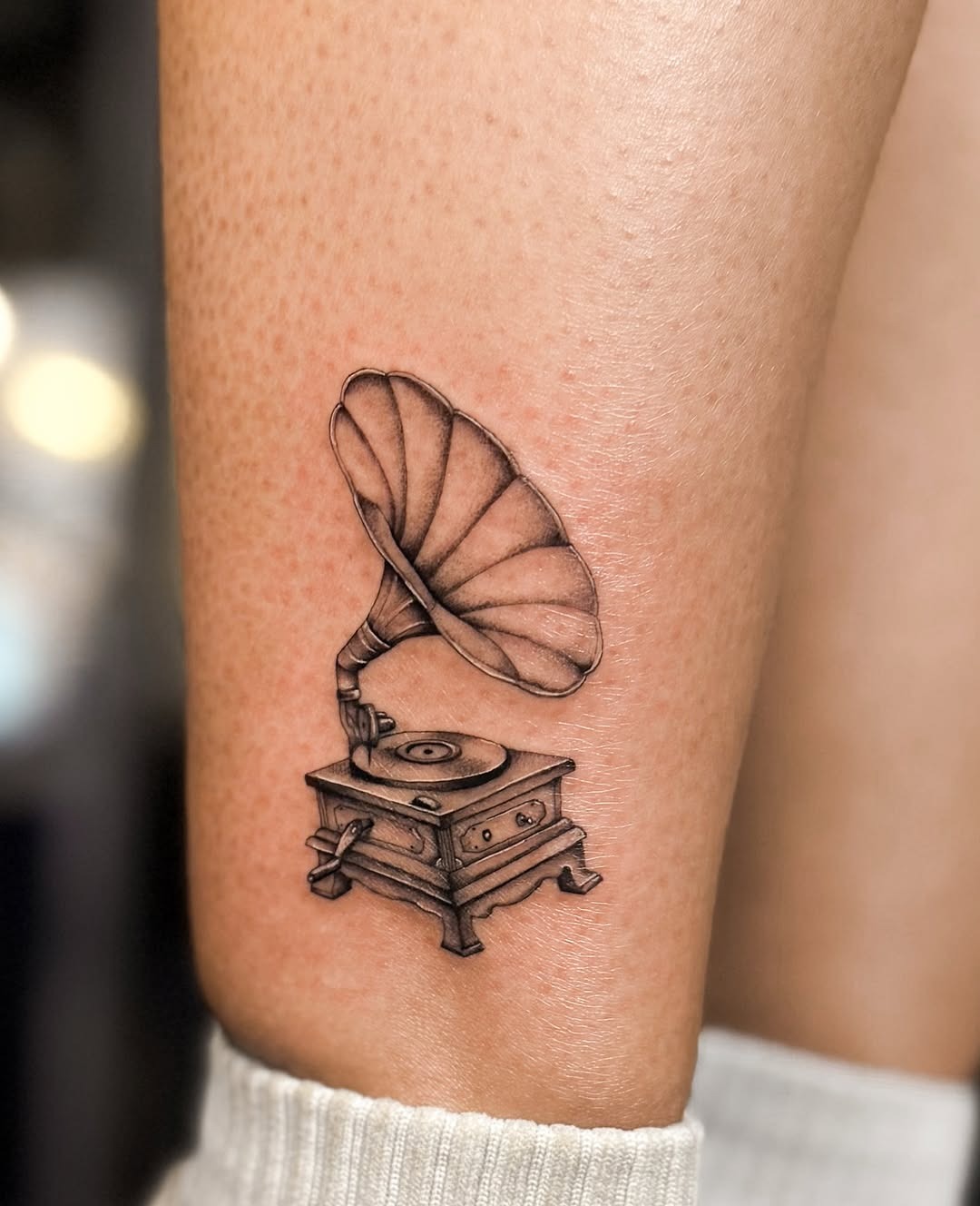 Elegant phonograph tattoo with a vintage vibe Tattoo Design
