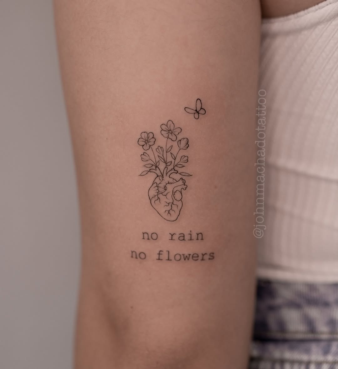 Heart and flowers tattoo with profound message Tattoo Design