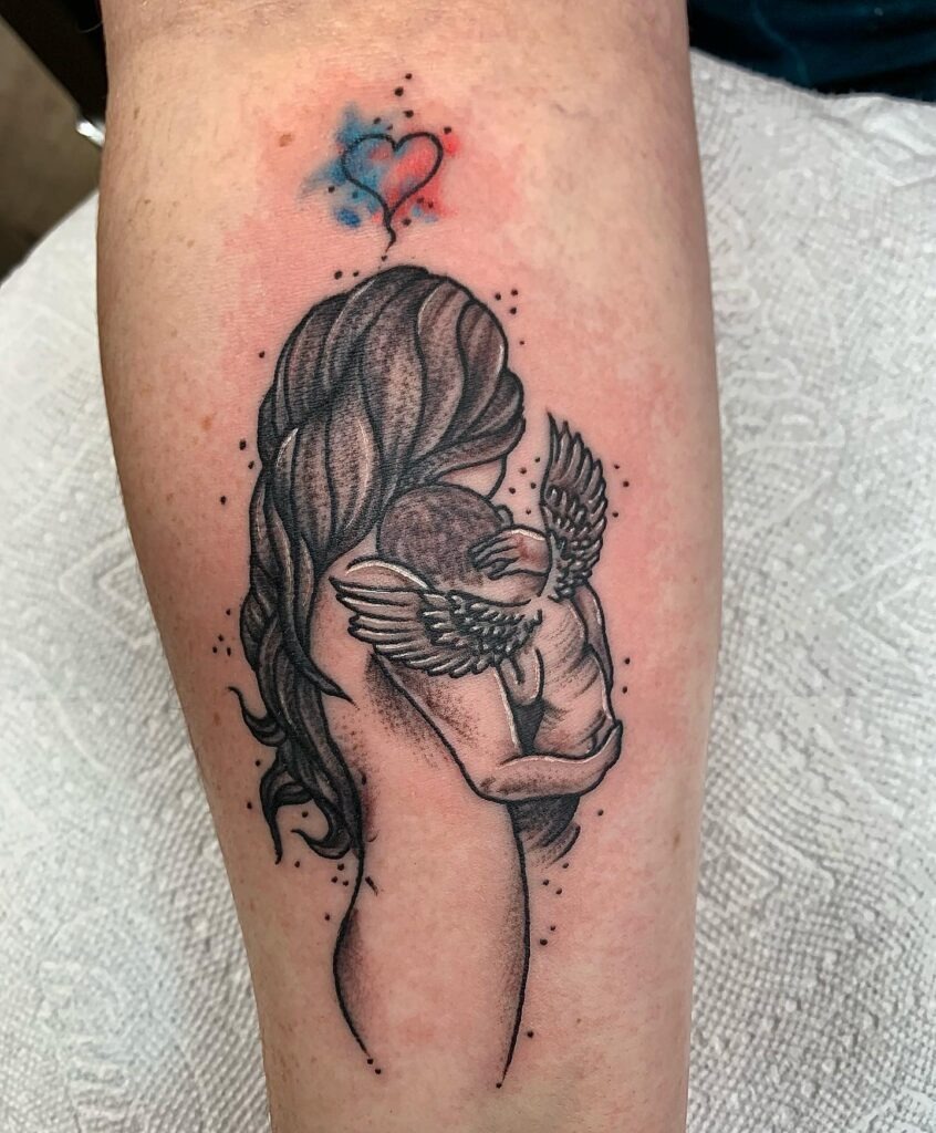 Angel Baby Hugged by Mother Miscarriage Tattoo Tattoo Design