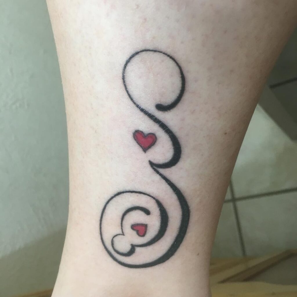 Curved Line and Heart Miscarriage Tattoo Tattoo Design