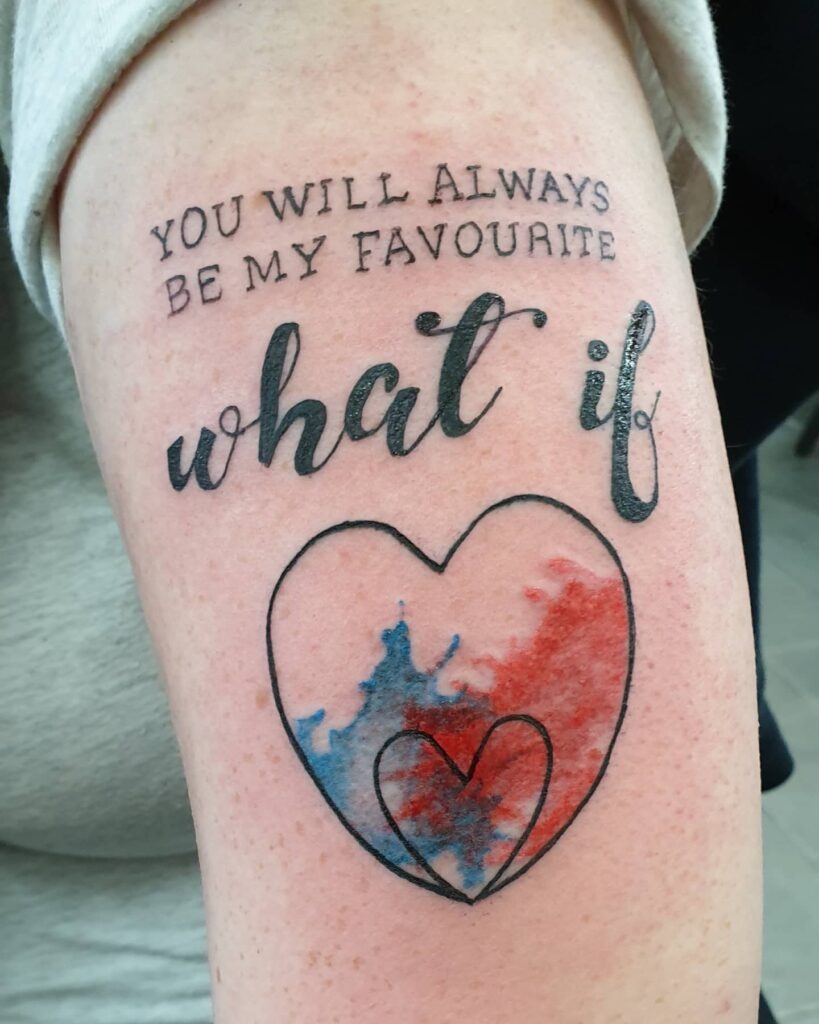"Favorite What If" Miscarriage Watercolor Heart Tattoo Tattoo Design