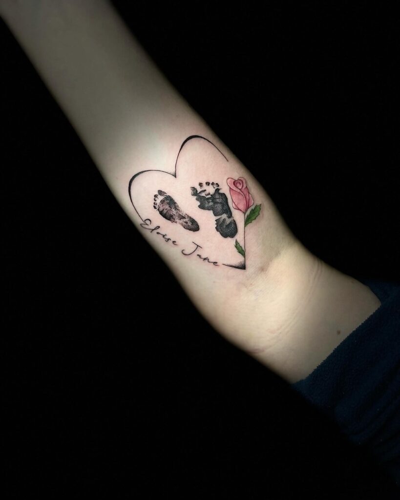 Heart-Shaped Memorial Footprint Tattoo Tattoo Design