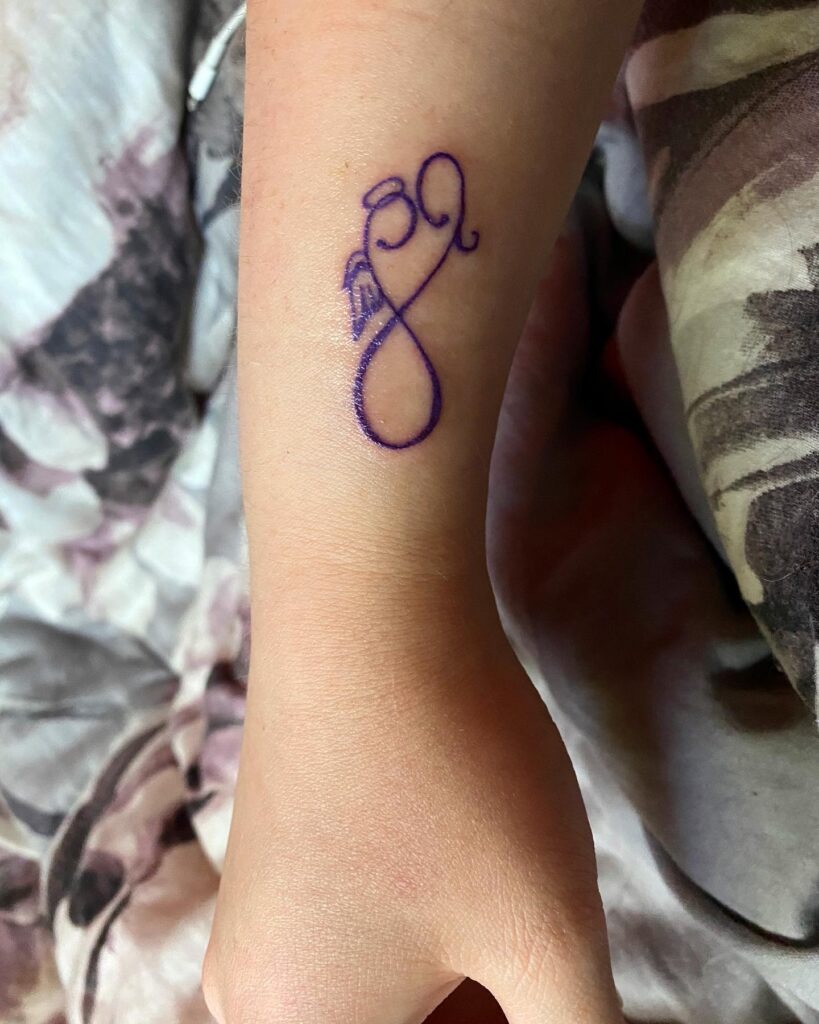 Infinity Heart Miscarriage Tattoo with Angel Wings Tattoo Design