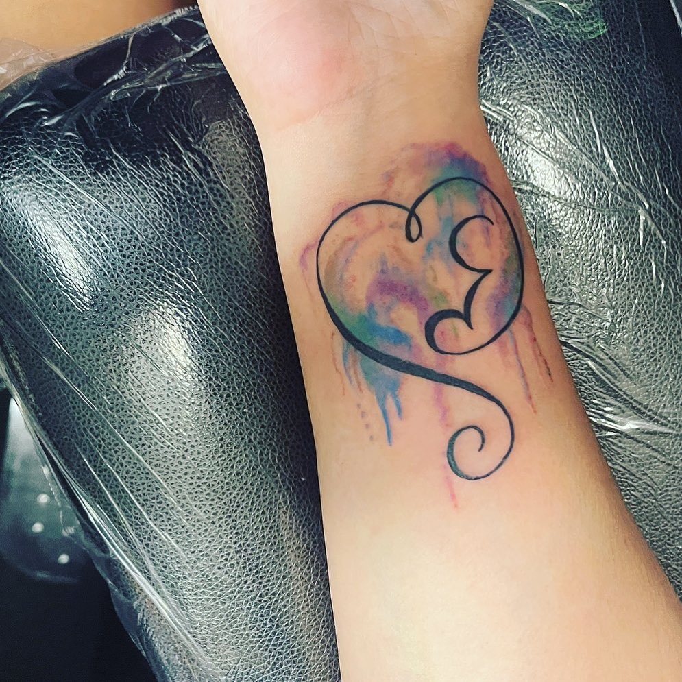 Miscarriage Heart with Watercolor Background Tattoo Tattoo Design