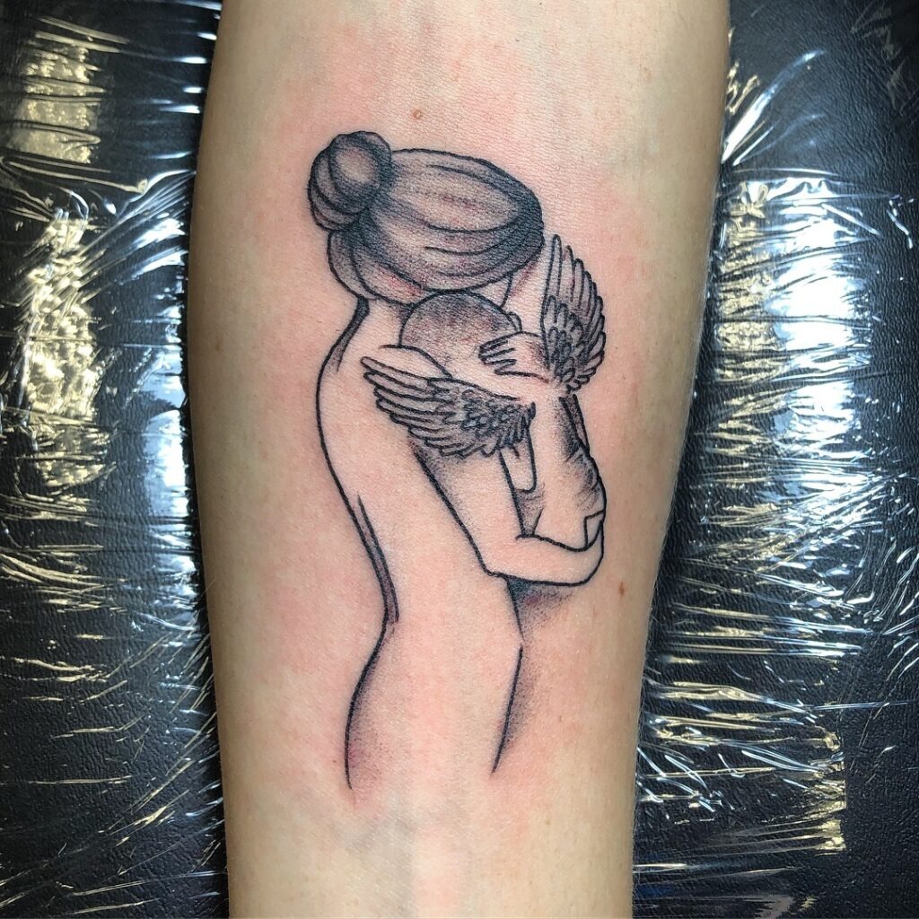 Mother Holding Angel Baby Tattoo Tattoo Design