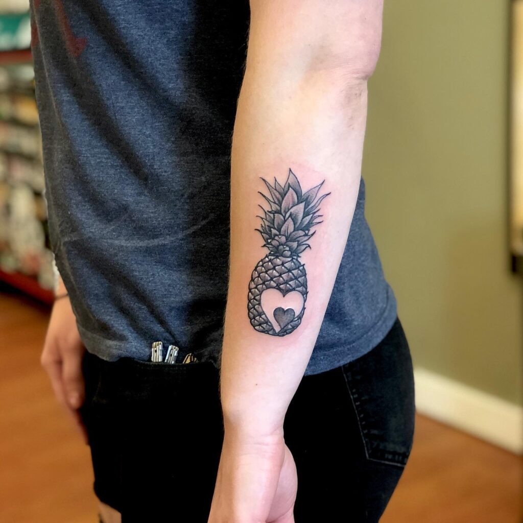 Pineapple Miscarriage Awareness Tattoo with Heart Tattoo Design