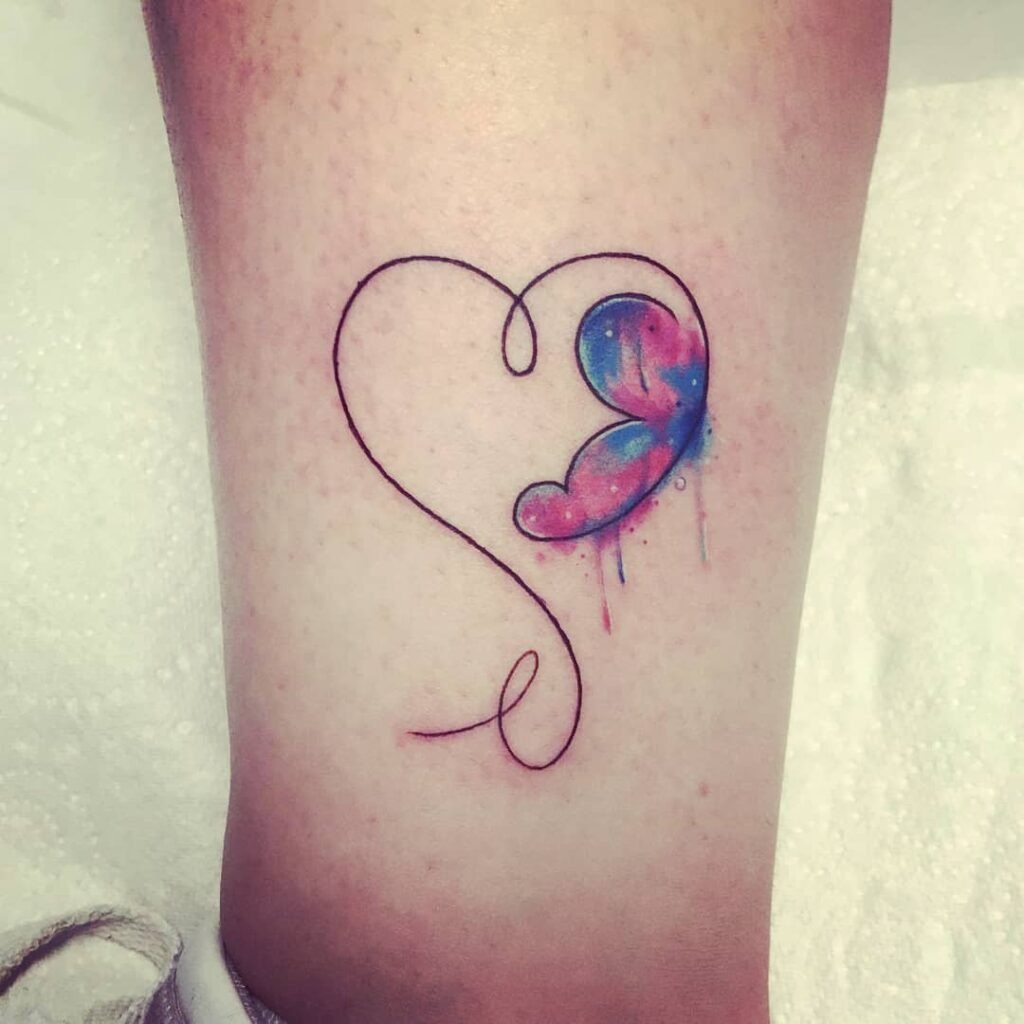 Watercolor Fetus in Heart Miscarriage Tattoo Tattoo Design