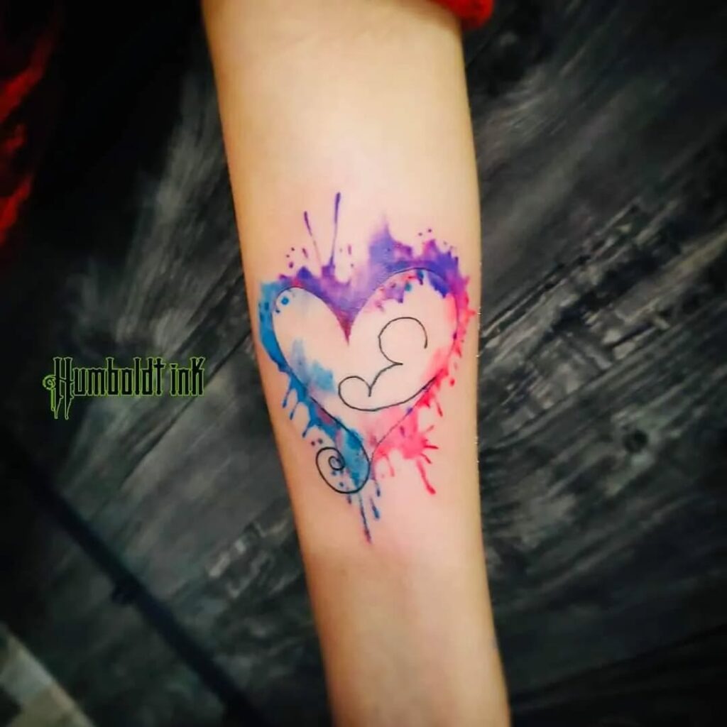 Watercolor Heart with Fetus Miscarriage Tattoo Tattoo Design