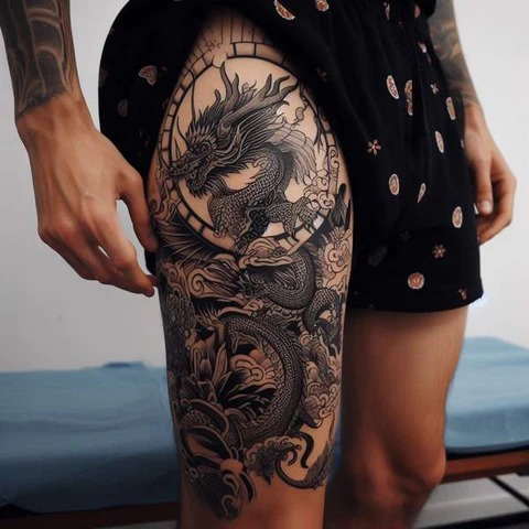 Dragon Power and Symbolism on the Thigh Tattoo Design