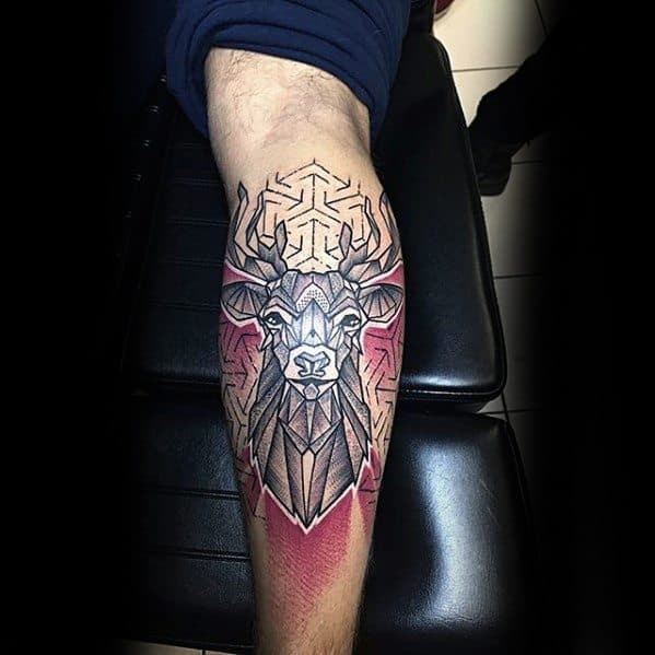 Geometric Deer: A Blend of Nature and Symmetry Tattoo Design