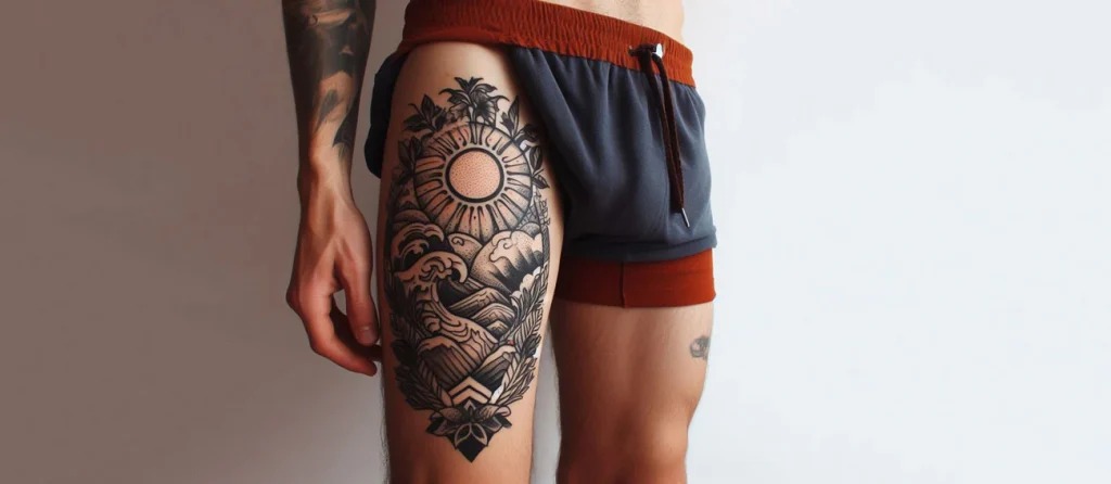 Sun and Waves: Minimalistic and Symbolic Tattoo Design