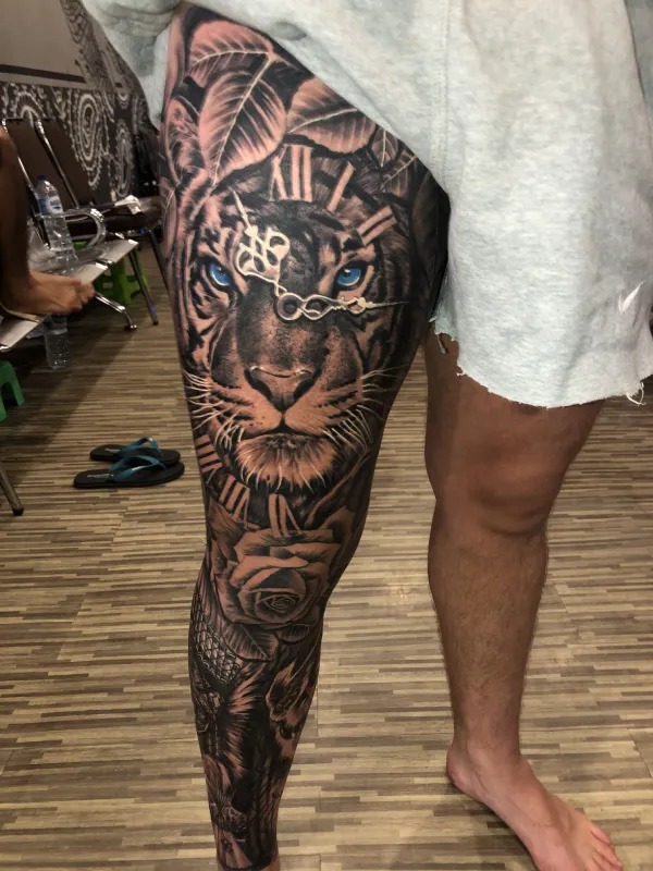 The Mystical Tiger with a Watchful Gaze Tattoo Design