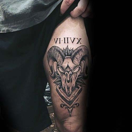 The Ram's Head and Roman Numerals: Symbolism in Simplicity Tattoo Design