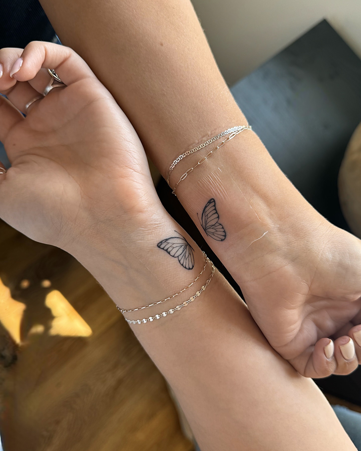 Matching Heart and Anchor Tattoos for Mother and Daughter Tattoo Design