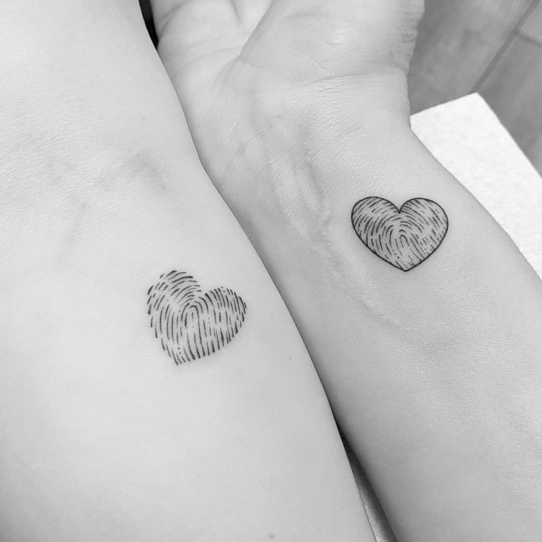 Matching Rainbow Line Tattoos for Mother and Daughter Tattoo Design