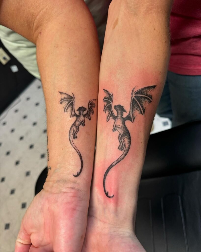 Mother-Son Matching Compass Tattoo with Watercolor Accents Tattoo Design